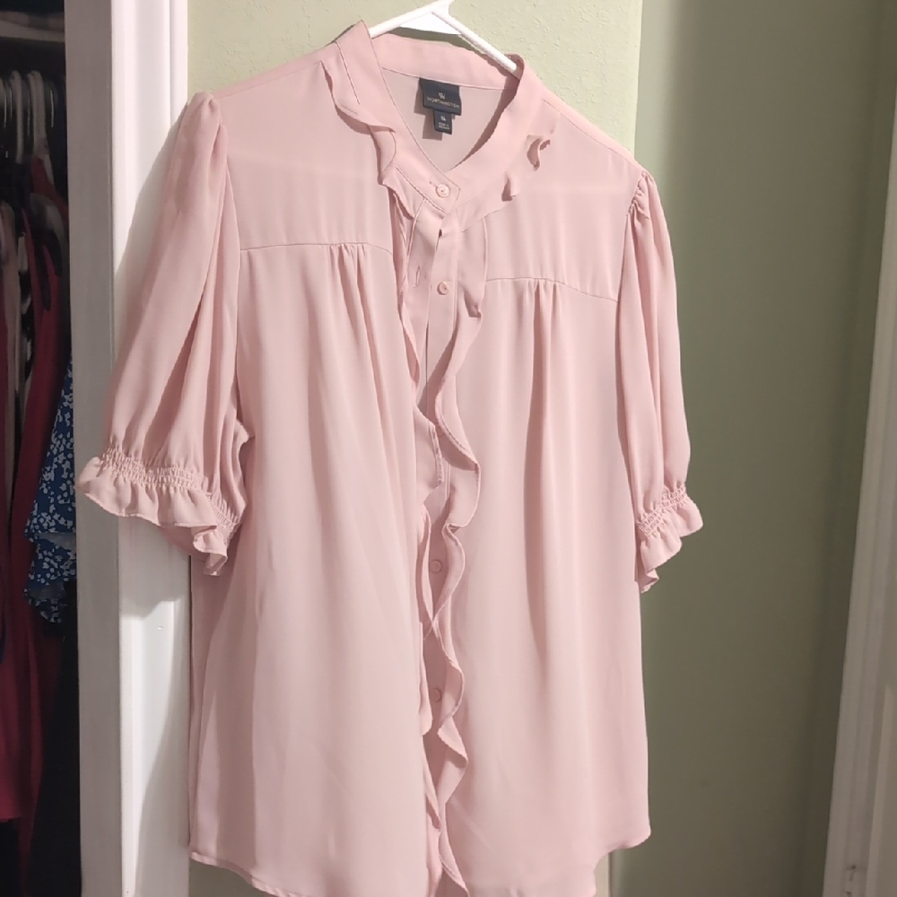 Worthington Light Pink Ruffle Blouse